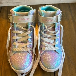 Girls Multi Colored Sparkle High Top Skechers